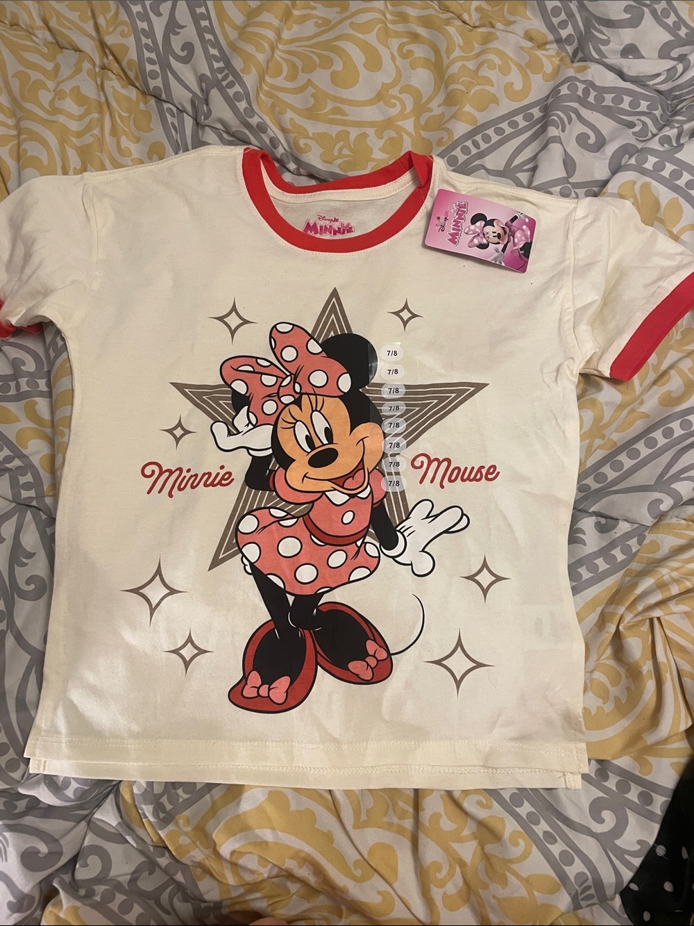 Disney Minnie Mouse Cream and Red Short Sleeve Graphic Tee